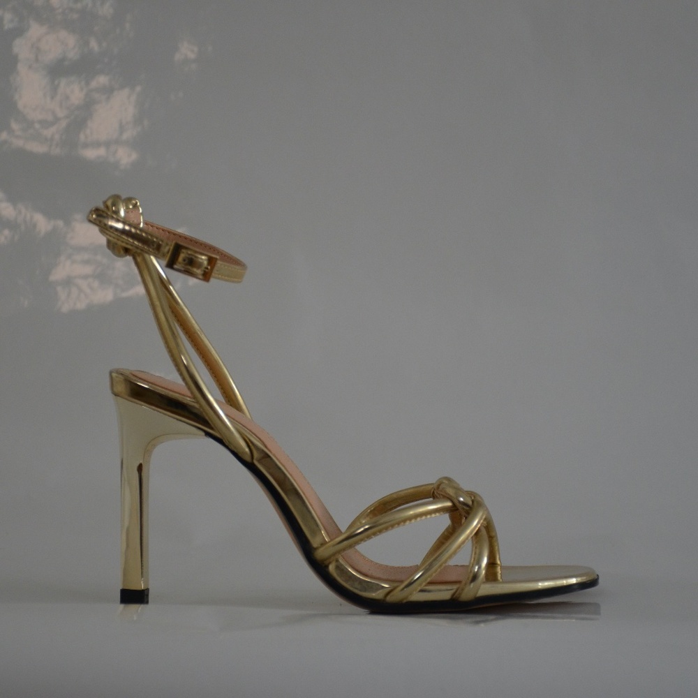 Zara Metallic Knotted Strappy Heel